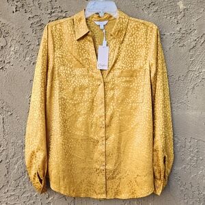 Candie's Golden Long Sleeve Button Up Blouse